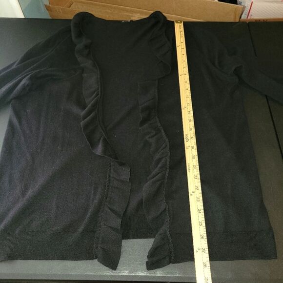 Talbots Black Ruffle Open Cardigan Sweater 1X - Picture 5 of 9
